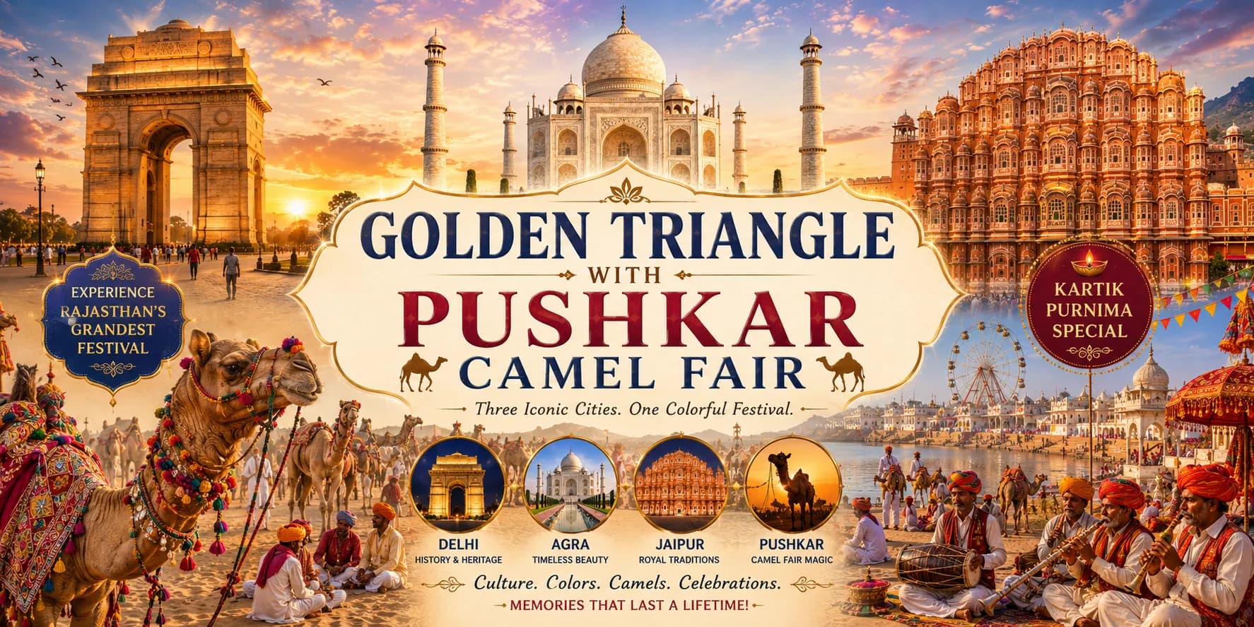Golden Triangle with Pushkar Camel Fair