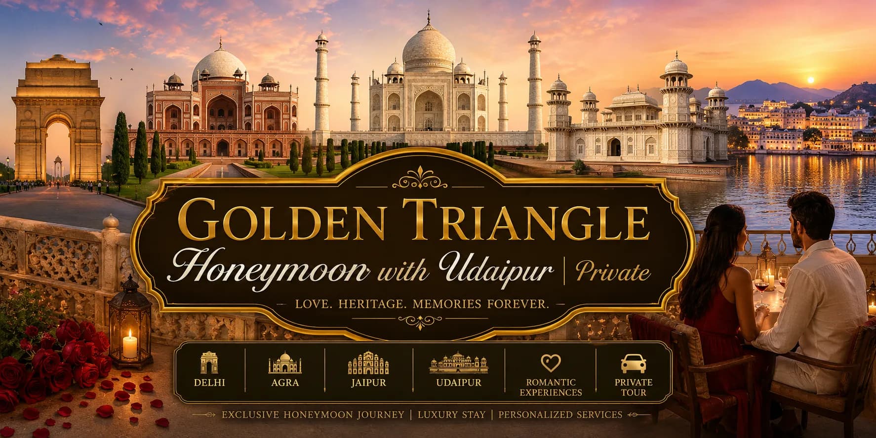 Golden Triangle Honeymoon with Udaipur | Private